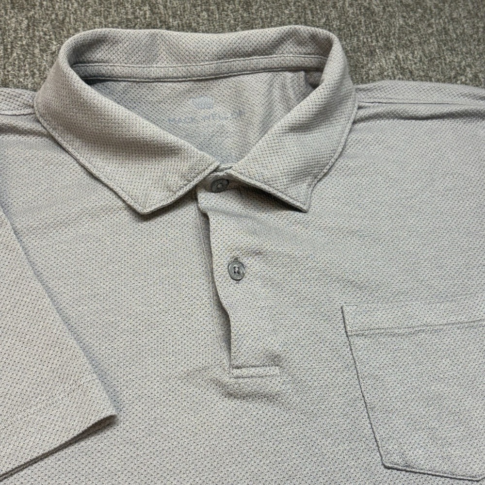 Mack Weldon Airknit Shirt Mens XL Polo Gray Vented‎ Short Sleeve Performance